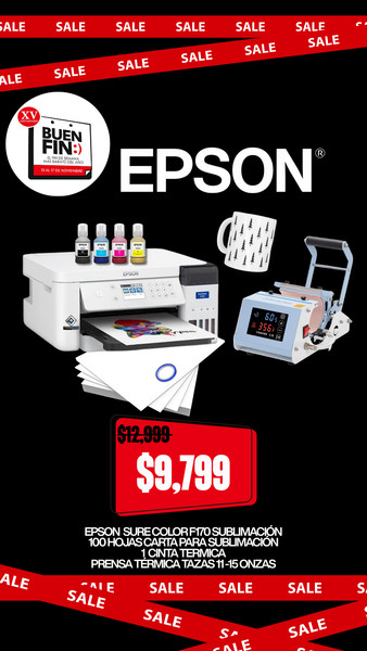 Paquete Sublimación Epson SureColor F170 + Plancha tazas 11 a 15 onzas + Clase