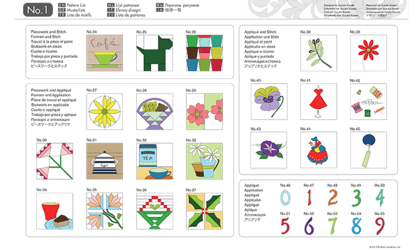 No. 1 Patrones para Quilting Kit de diseños para corte de tela. USB para ScanNCut Brother