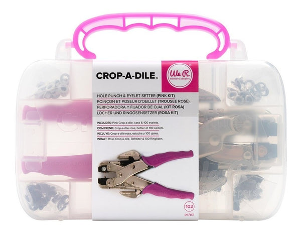 Crop-A-Dile Perforadora y Fijador de Ojal con estuche y ojillos