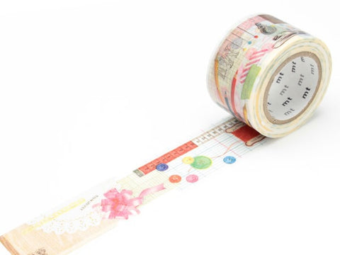 MT Washi Tape - Stripe-Checked Red