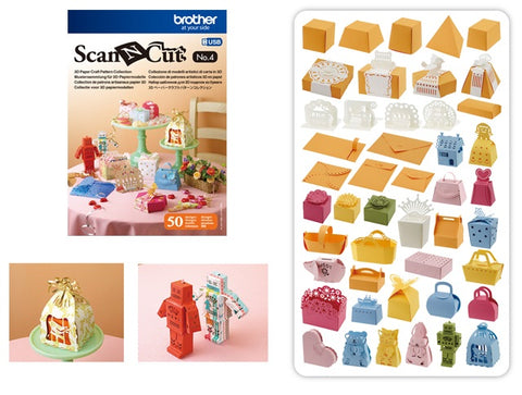 No. 4 Paper Craft Kit de diseños de cajas, invitaciones y sobres. USB para corte con ScanNCut